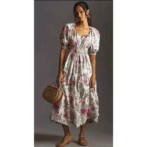 Anthropologie The Somerset Maxi Dress Floral Cottagecore Puff Sleeve Small